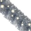 Christmas Garland with LED Lights – 20 M, Silver