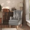 Armchair with Solid Rubber Wood Feet Fabric – Light Grey, Without Footrest