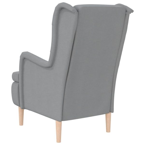 Armchair with Solid Rubber Wood Feet Fabric – Light Grey, Without Footrest