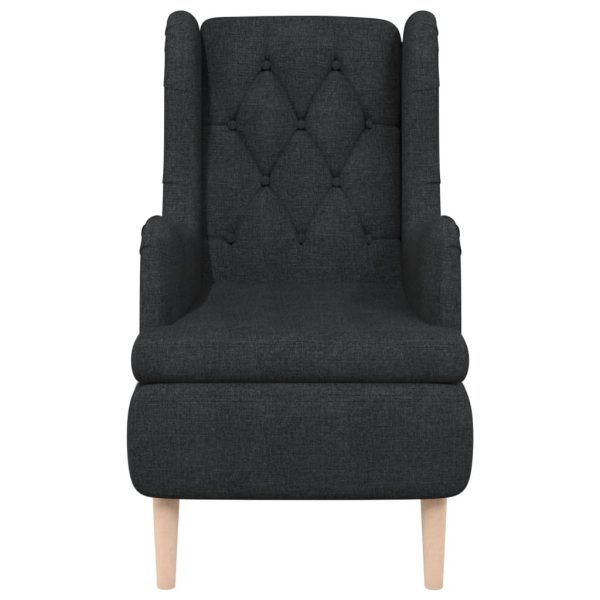 Armchair with Solid Rubber Wood Feet Fabric – Black, Without Footrest