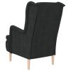 Armchair with Solid Rubber Wood Feet Fabric – Black, Without Footrest