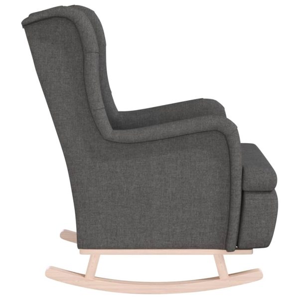 Armchair with Solid Rubber Wood Rocking Legs Fabric – Dark Grey, Without Footrest