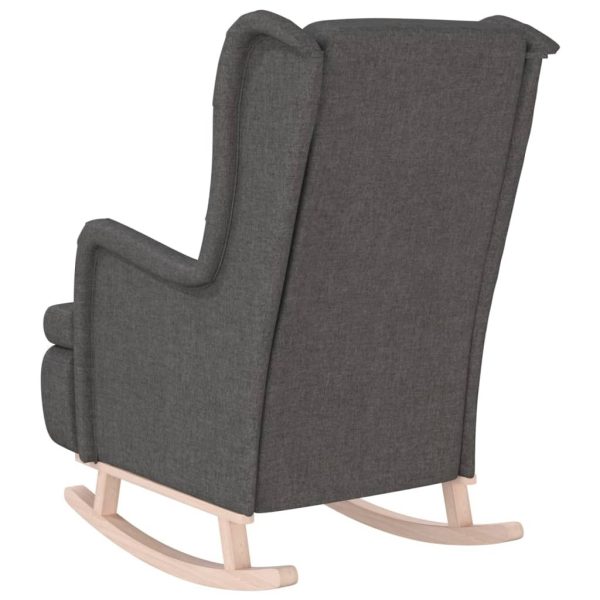 Armchair with Solid Rubber Wood Rocking Legs Fabric – Dark Grey, Without Footrest