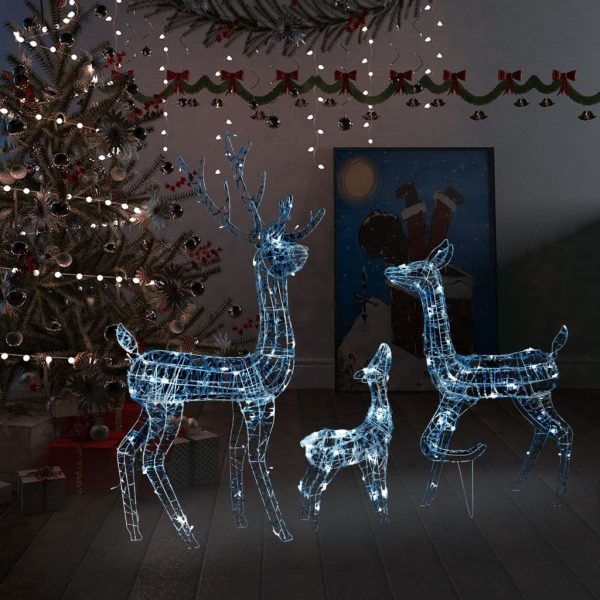 Acrylic Reindeer Family Christmas Decoration 300 LED – Cold White