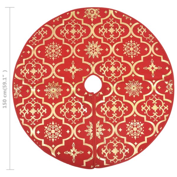 Luxury Christmas Tree Skirt with Sock Red Fabric – 150 cm