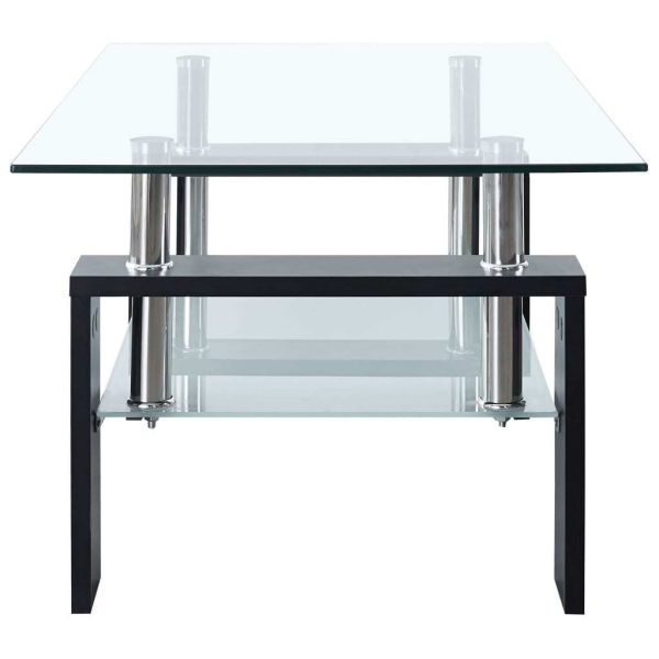 Coffee Table and Transparent 95x55x40 cm Tempered Glass – Black