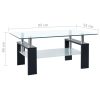 Coffee Table and Transparent 95x55x40 cm Tempered Glass – Black