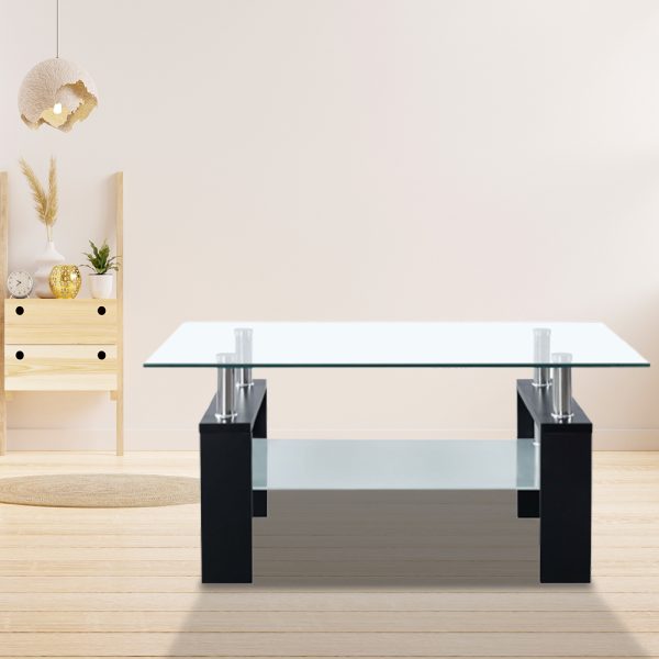 Coffee Table and Transparent 95x55x40 cm Tempered Glass