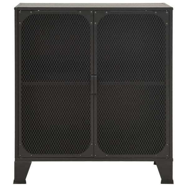 Storage Cabinet Rustic 72x36x82 cm Metal and MDF – Grey, 1