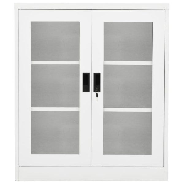 Office Cabinet Steel – 90x40x105 cm, White