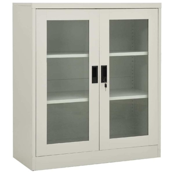 Office Cabinet Steel – 90x40x105 cm, Light Grey