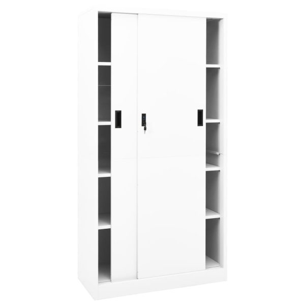Office Cabinet with Sliding Door 90x40x180 cm Steel – White
