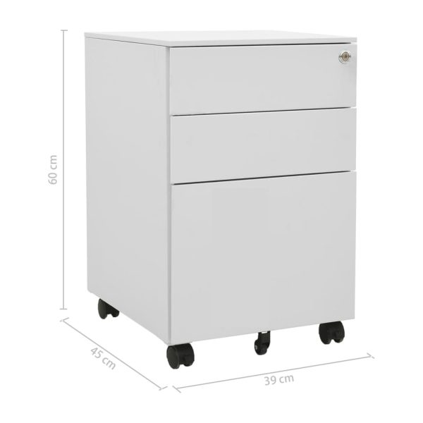 Mobile File Cabinet 39x45x60 cm Steel – Light Grey