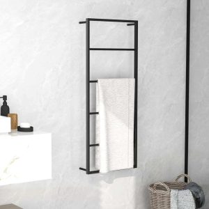 Towel Rack Steel – 45x10x115 cm, Black