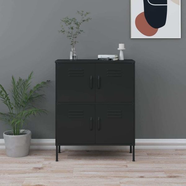 Storage Cabinet 80x35x101.5 cm Steel – Black