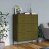 Drawer Cabinet Olive 80x35x101.5 cm Steel – Olive Green