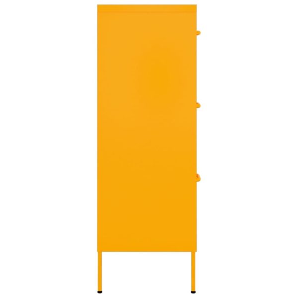 Drawer Cabinet Olive 80x35x101.5 cm Steel – Mustard Yellow