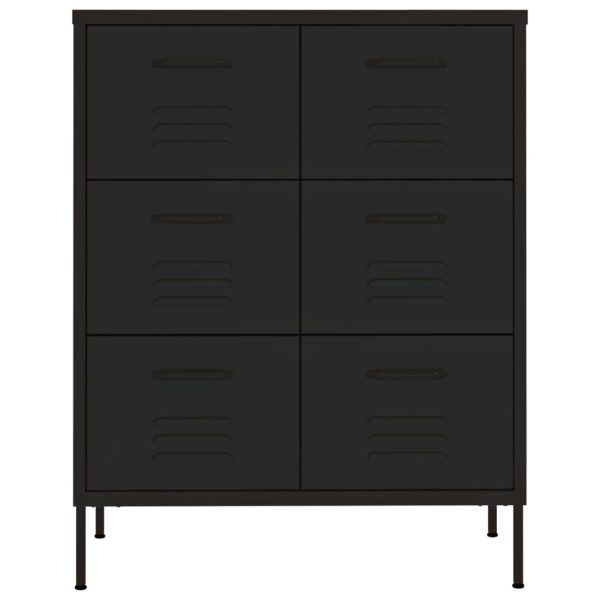 Drawer Cabinet Olive 80x35x101.5 cm Steel – Black