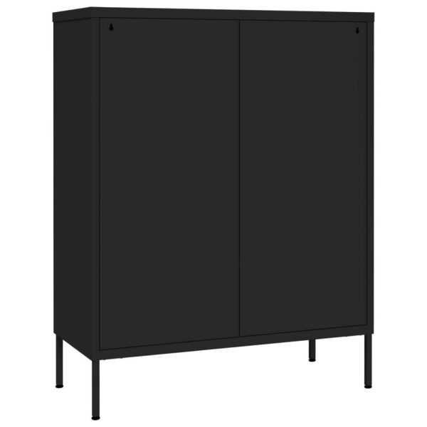 Drawer Cabinet Olive 80x35x101.5 cm Steel – Black
