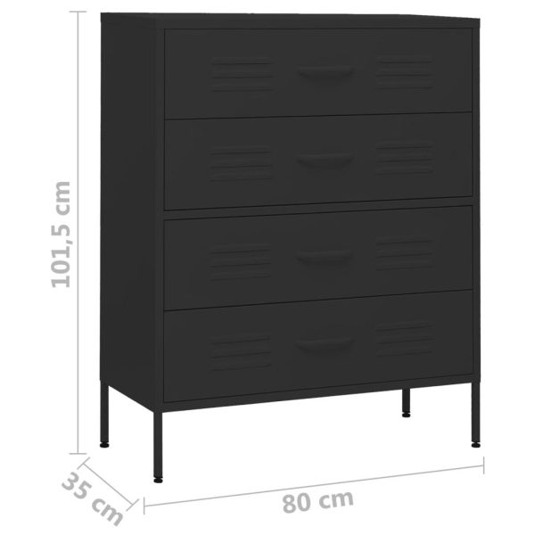 Chest of Drawers 80x35x101.5 cm Steel – Black