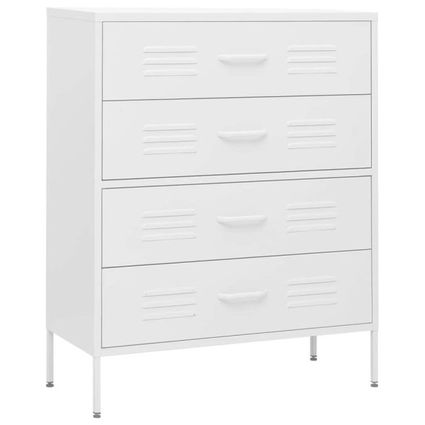 Chest of Drawers 80x35x101.5 cm Steel – White