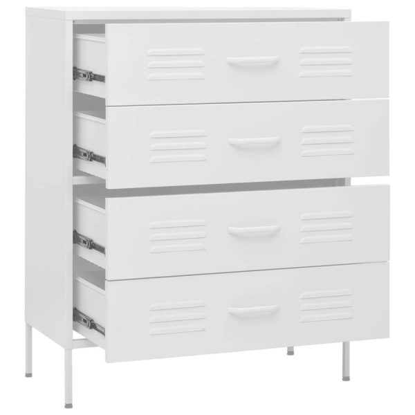 Chest of Drawers 80x35x101.5 cm Steel – White