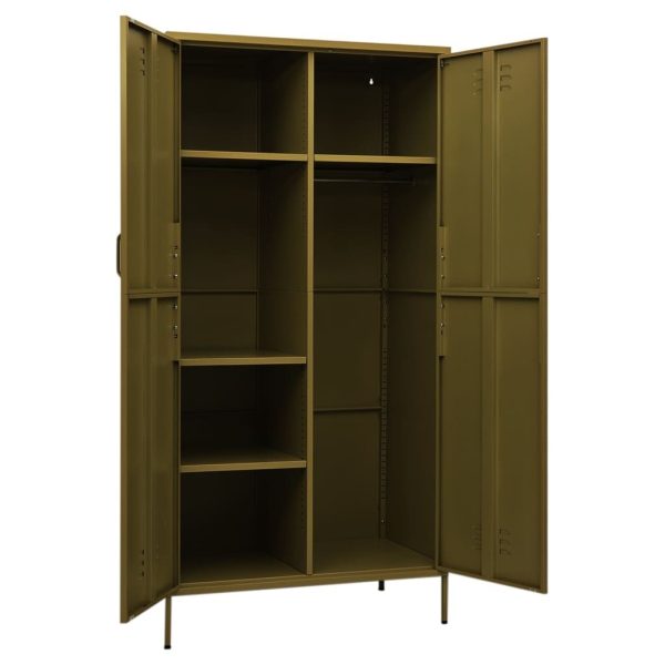 Wardrobe Olive 90x50x180 cm Steel – Olive Green