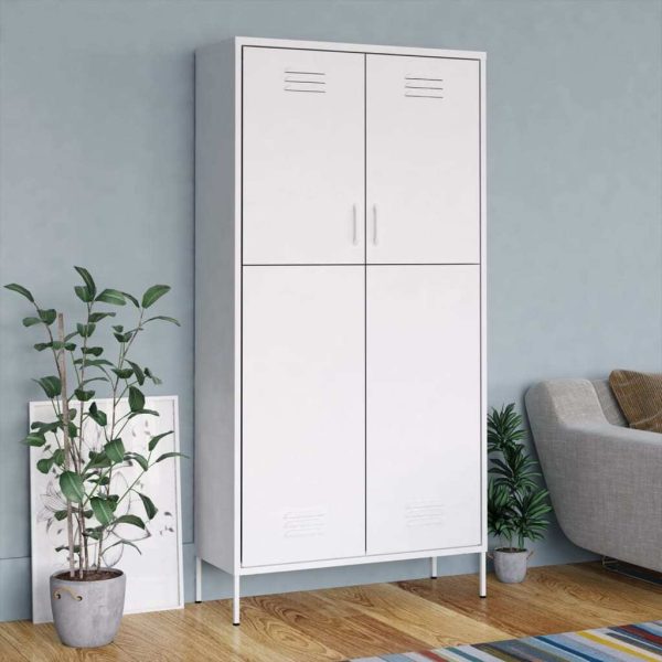 Wardrobe Olive 90x50x180 cm Steel – White