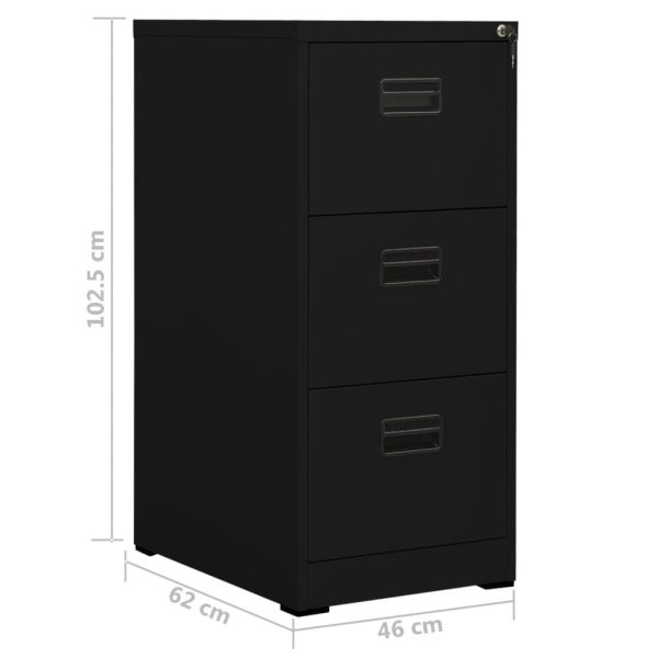 Filing Cabinet Steel – 46x62x102.5 cm, Black