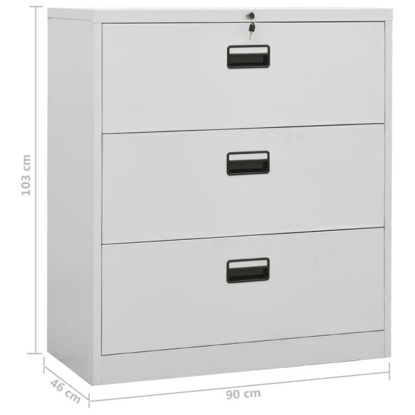 Filing Cabinet Steel – 90x46x103 cm, Light Grey