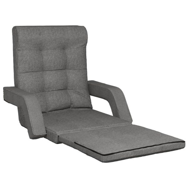 Folding Floor Chair with Bed Function Fabric – Light Grey