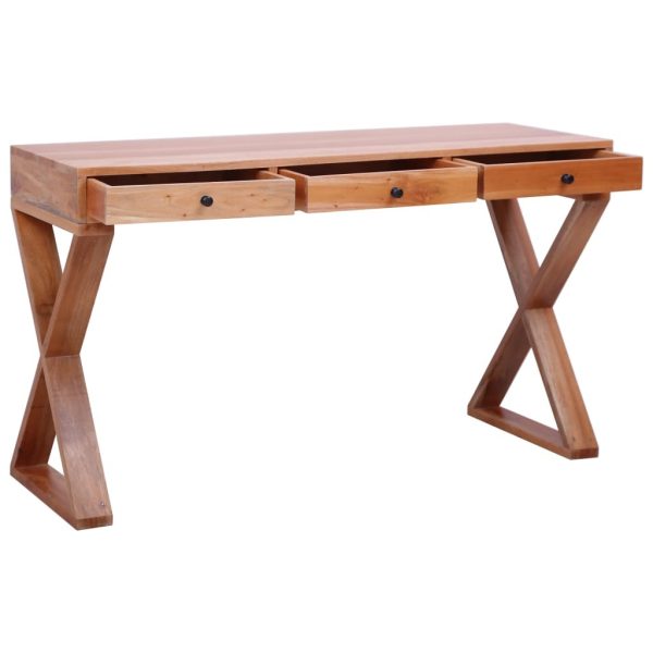 Computer Desk Natural Solid Mahogany Wood – 115x47x77 cm