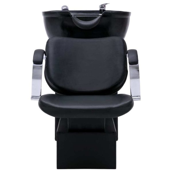 Shampoo Chair with Washbasin Black 137x59x82 cm Faux Leather