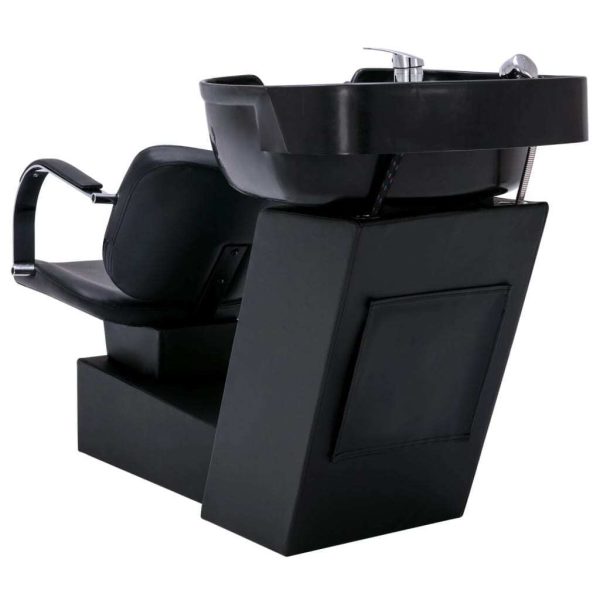 Shampoo Chair with Washbasin Black 137x59x82 cm Faux Leather