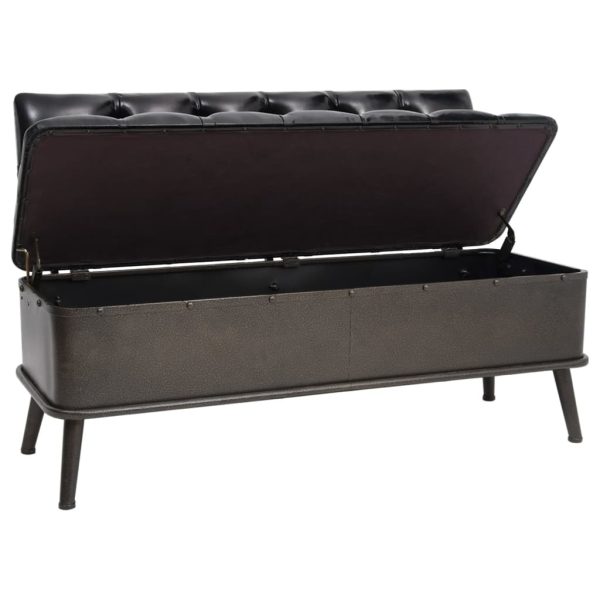Storage Bench with Backrest Artificial Leather – 110x52x75 cm, Black
