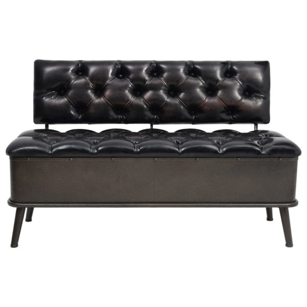 Storage Bench with Backrest Artificial Leather – 110x52x75 cm, Black