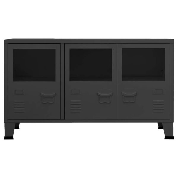 Industrial Sideboard 105x35x62 cm Metal and Glass – Black