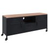 Oswestry TV Cabinet Black 110x30x43 cm Iron and Solid Wood Fir