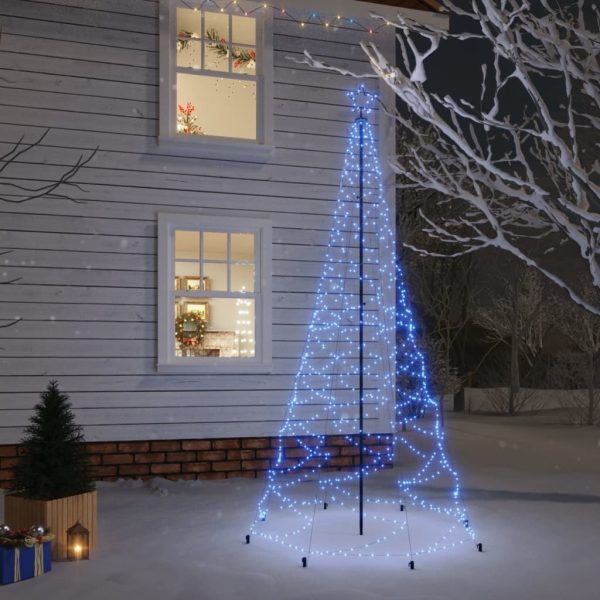 Christmas Tree with Metal Post LEDs – 300×100 cm, Blue