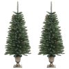 Artificial Christmas Trees 2 pcs with Wreath, Garland and LEDs