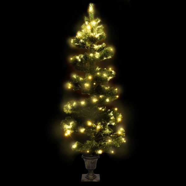 Swirl Christmas Tree with Pot and LEDs PVC – 120×65 cm, Green