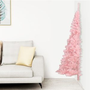 Artificial Half Christmas Tree with Stand PVC – 240×125 cm, Pink