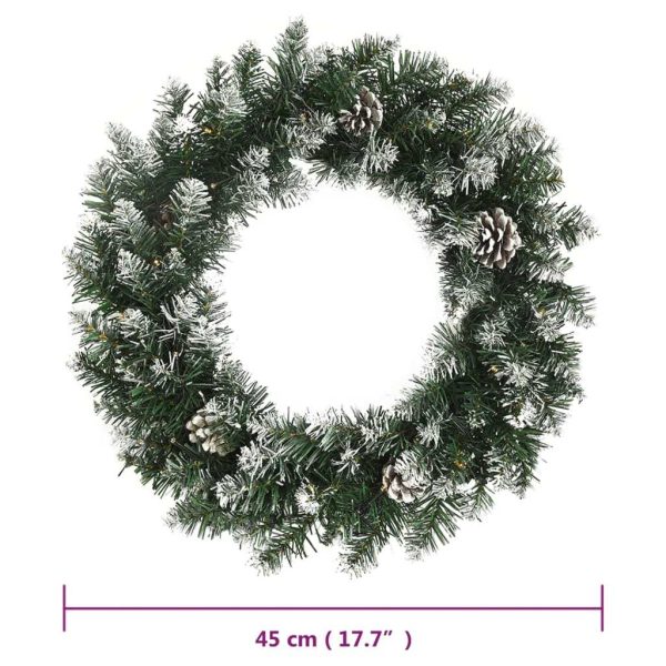 Christmas Wreath with LED Lights Green PVC – 45×45 cm