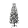 Artificial Slim Christmas Tree with Flocked Snow PVC&PE – 120×48 cm