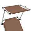 Folding Sun Lounger with Roof Aluminium and Textilene – Brown