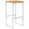 Bar Stools Stainless Steel – Solid Acacia Wood, 4