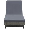 Sun Lounger with Wheels and Cushion Poly Rattan – Anthracite