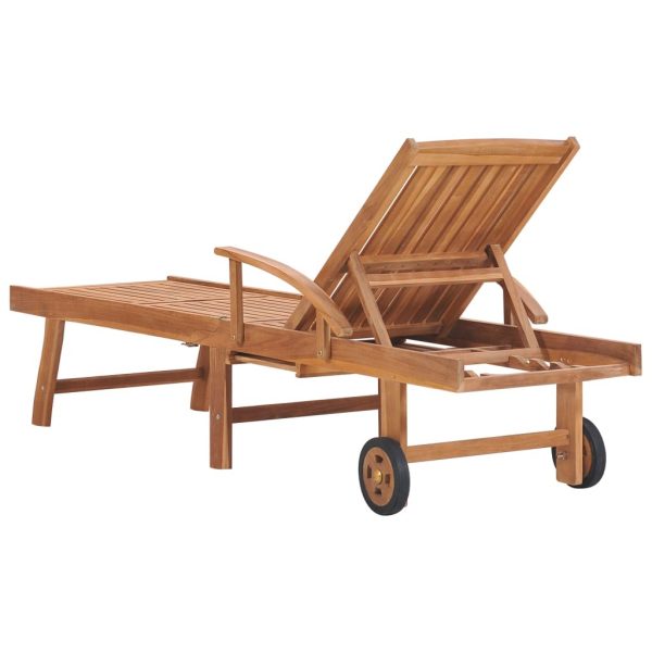 Sun Lounger Solid Teak Wood – Without Table, 1