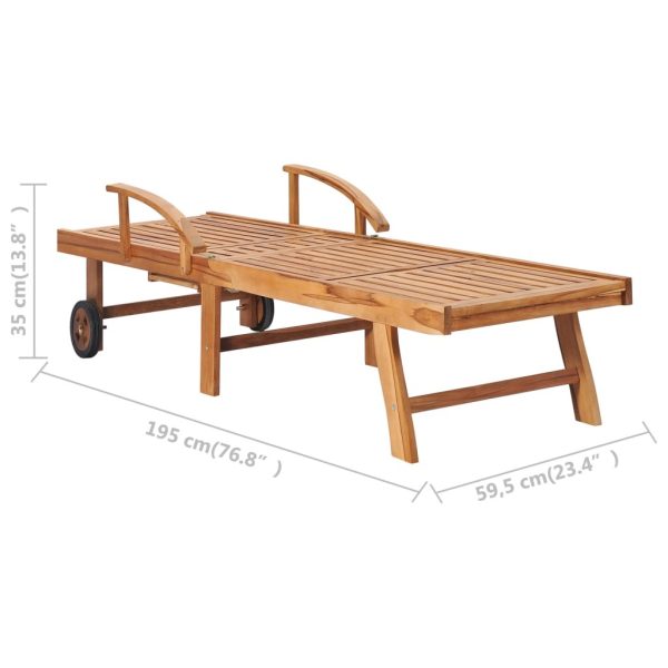 Sun Lounger Solid Teak Wood – Without Table, 1