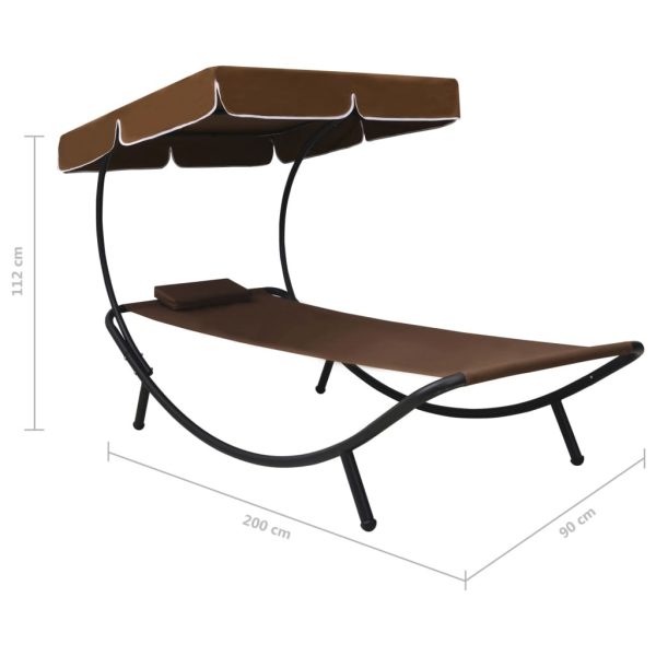 Outdoor Lounge Bed with Canopy & Pillow – Brown